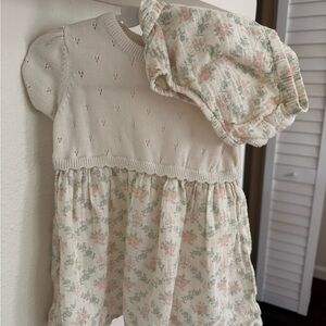 Nordstrom Cream Knit-Top Dress with Blush and Sage Floral Skirt